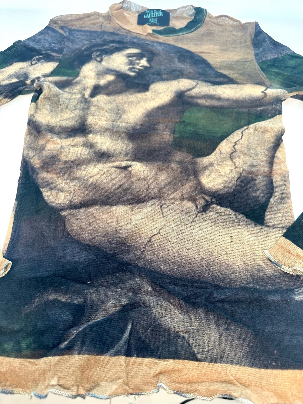 Jean Paul Gaultier SS95 "Creation of Adam" Top Mesh Top VINTAGE Sz Lg (PM100210) - Picture 3 of 9